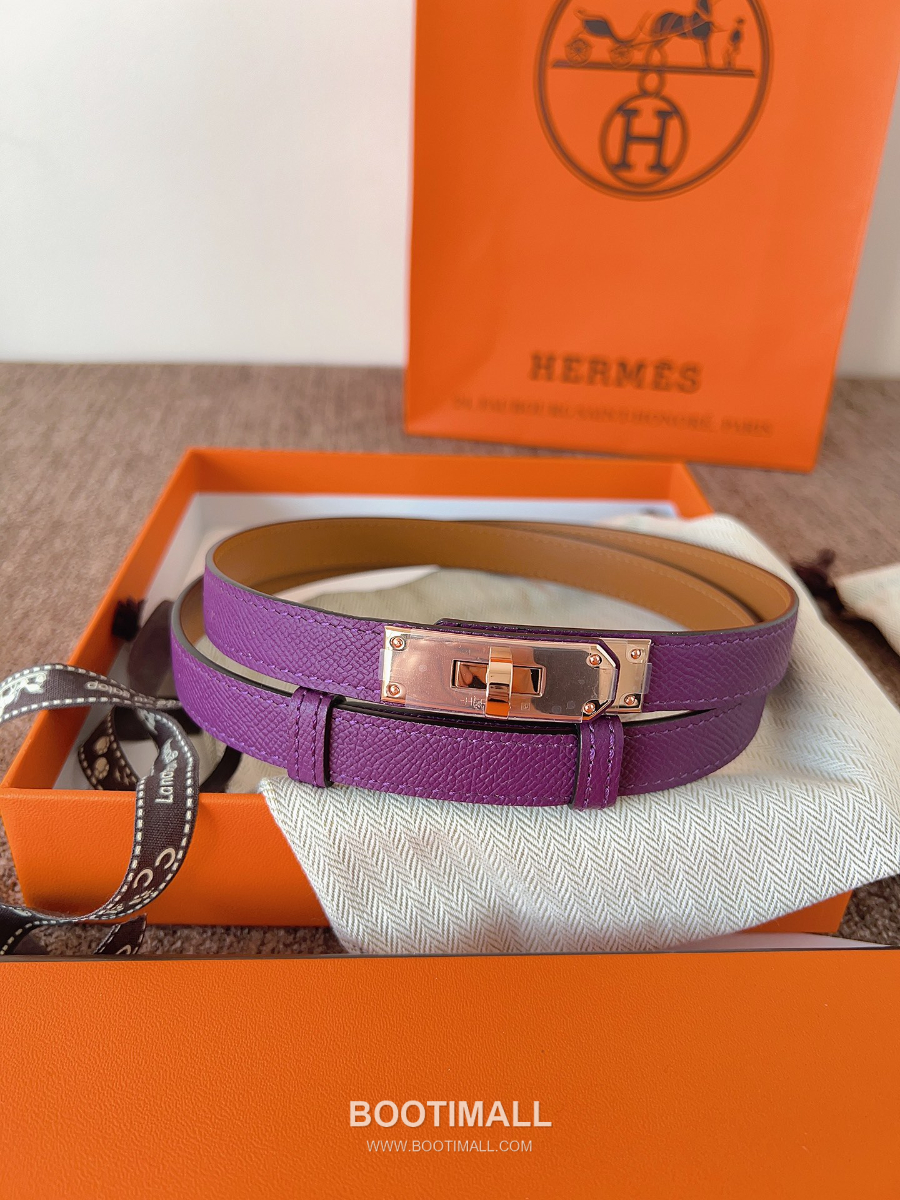 HERMÈS Kelly 18 Reversible Epsom 에르메스 켈리 18 리버서블 엡송 카프스킨 벨트 그레이프 1.8cm 4