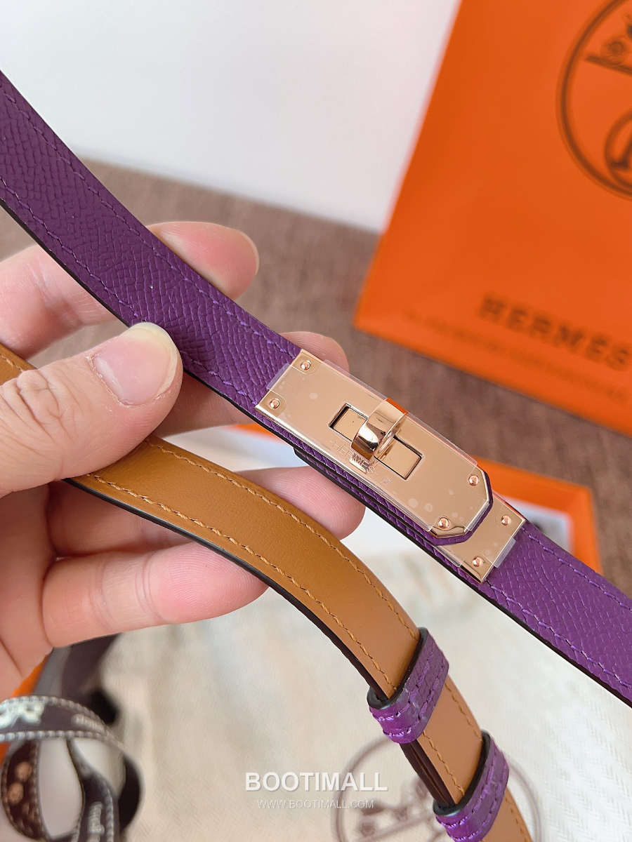 HERMÈS Kelly 18 Reversible Epsom 에르메스 켈리 18 리버서블 엡송 카프스킨 벨트 그레이프 1.8cm 5