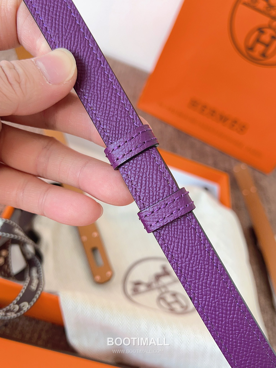 HERMÈS Kelly 18 Reversible Epsom 에르메스 켈리 18 리버서블 엡송 카프스킨 벨트 그레이프 1.8cm 6