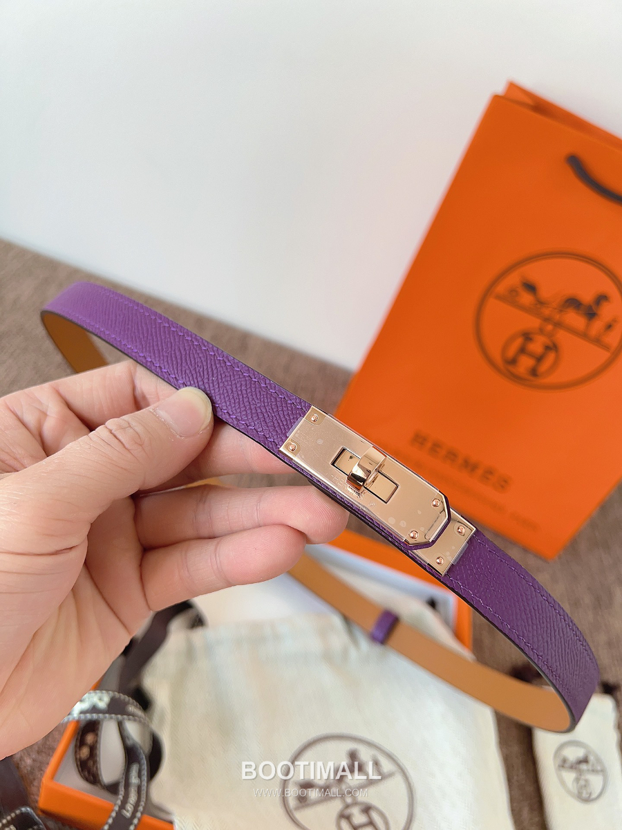 HERMÈS Kelly 18 Reversible Epsom 에르메스 켈리 18 리버서블 엡송 카프스킨 벨트 그레이프 1.8cm 7