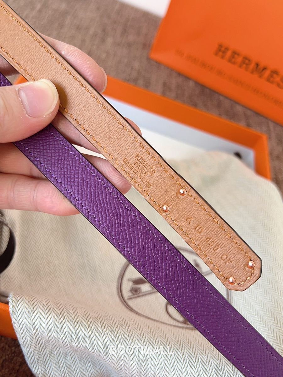 HERMÈS Kelly 18 Reversible Epsom 에르메스 켈리 18 리버서블 엡송 카프스킨 벨트 그레이프 1.8cm 8