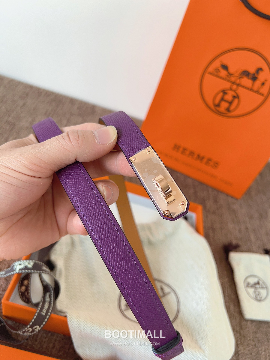 HERMÈS Kelly 18 Reversible Epsom 에르메스 켈리 18 리버서블 엡송 카프스킨 벨트 그레이프 1.8cm 9