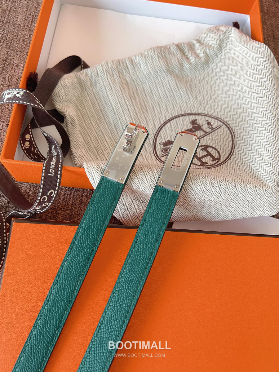 HERMÈS Kelly 18 Reversible Epsom 에르메스 켈리 18 리버서블 엡송 카프스킨 벨트 다크그린 1.8cm 1