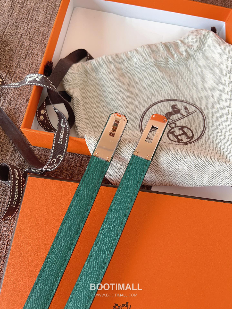 HERMÈS Kelly 18 Reversible Epsom 에르메스 켈리 18 리버서블 엡송 카프스킨 벨트 다크그린 1.8cm 2