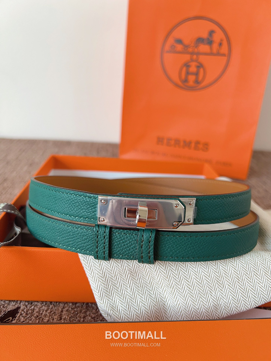 HERMÈS Kelly 18 Reversible Epsom 에르메스 켈리 18 리버서블 엡송 카프스킨 벨트 다크그린 1.8cm 4