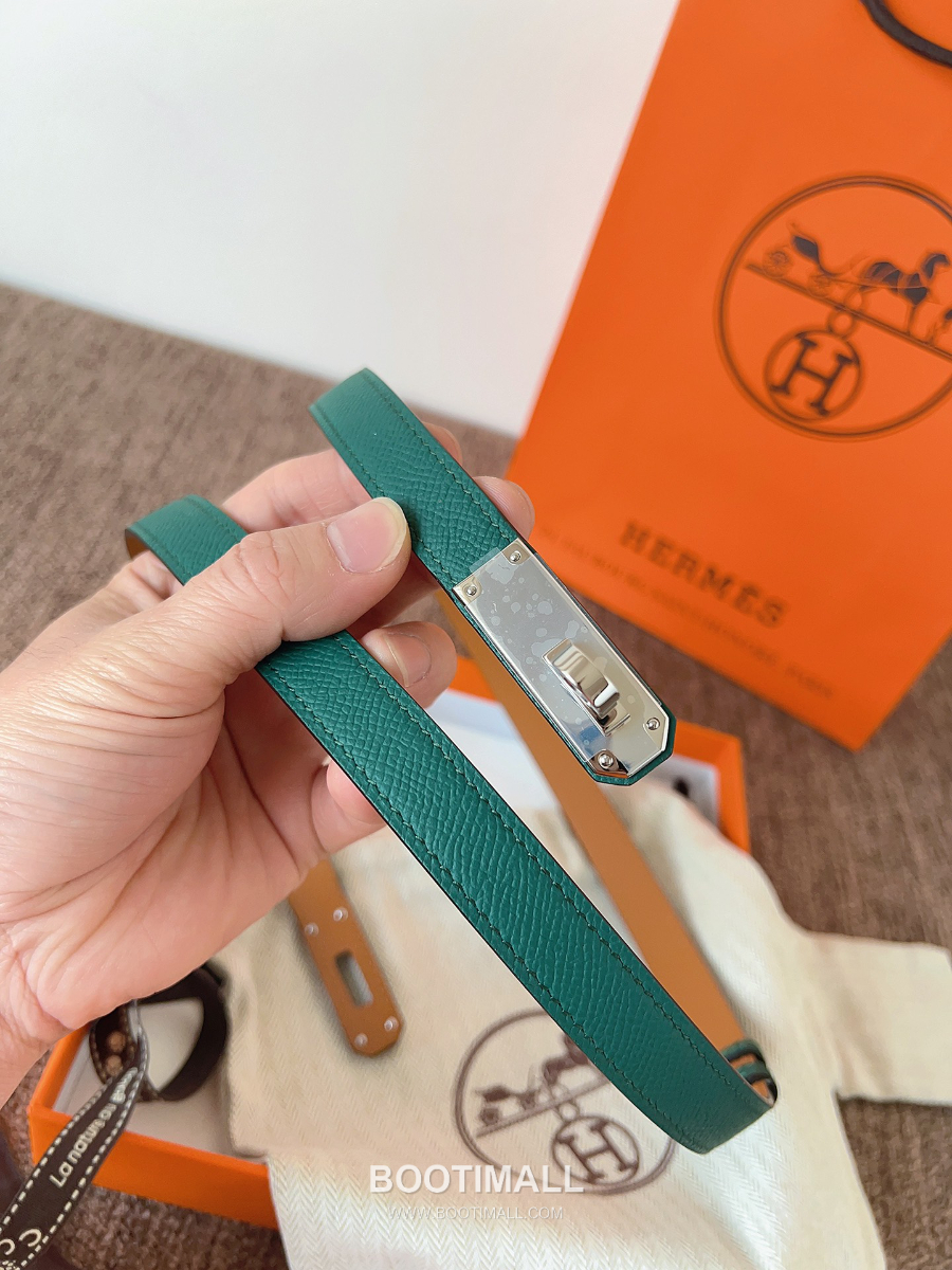 HERMÈS Kelly 18 Reversible Epsom 에르메스 켈리 18 리버서블 엡송 카프스킨 벨트 다크그린 1.8cm 6