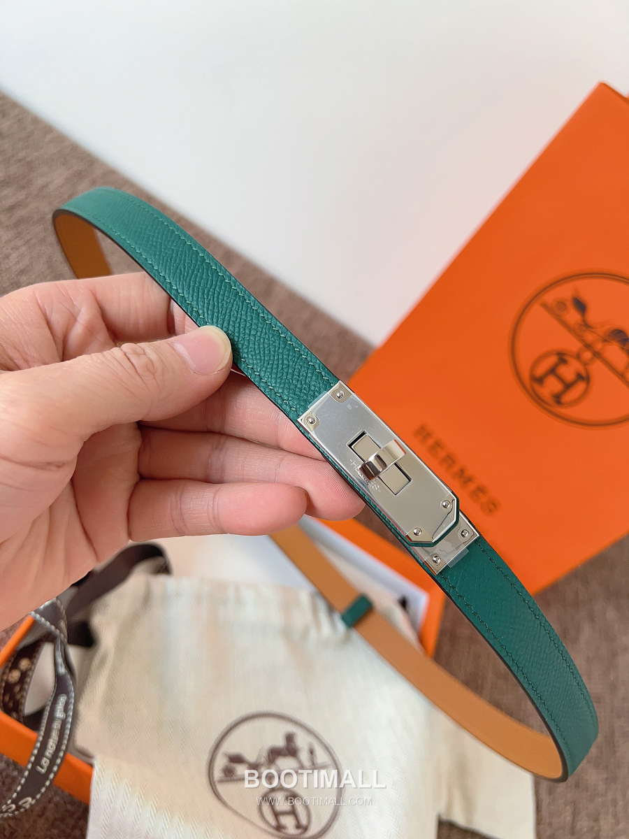 HERMÈS Kelly 18 Reversible Epsom 에르메스 켈리 18 리버서블 엡송 카프스킨 벨트 다크그린 1.8cm 9