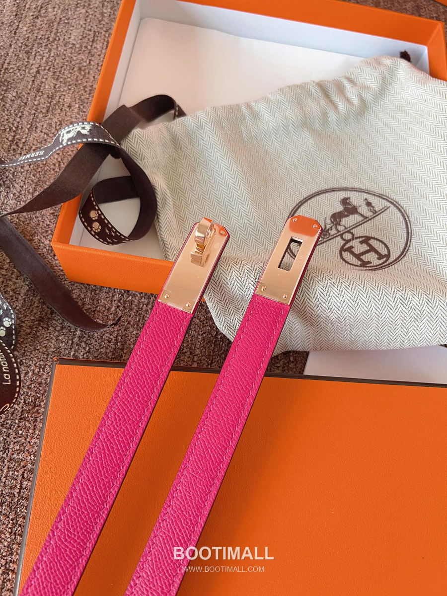 HERMÈS Kelly 18 Reversible Epsom 에르메스 켈리 18 리버서블 엡송 카프스킨 벨트 핫핑크 1.8cm 2
