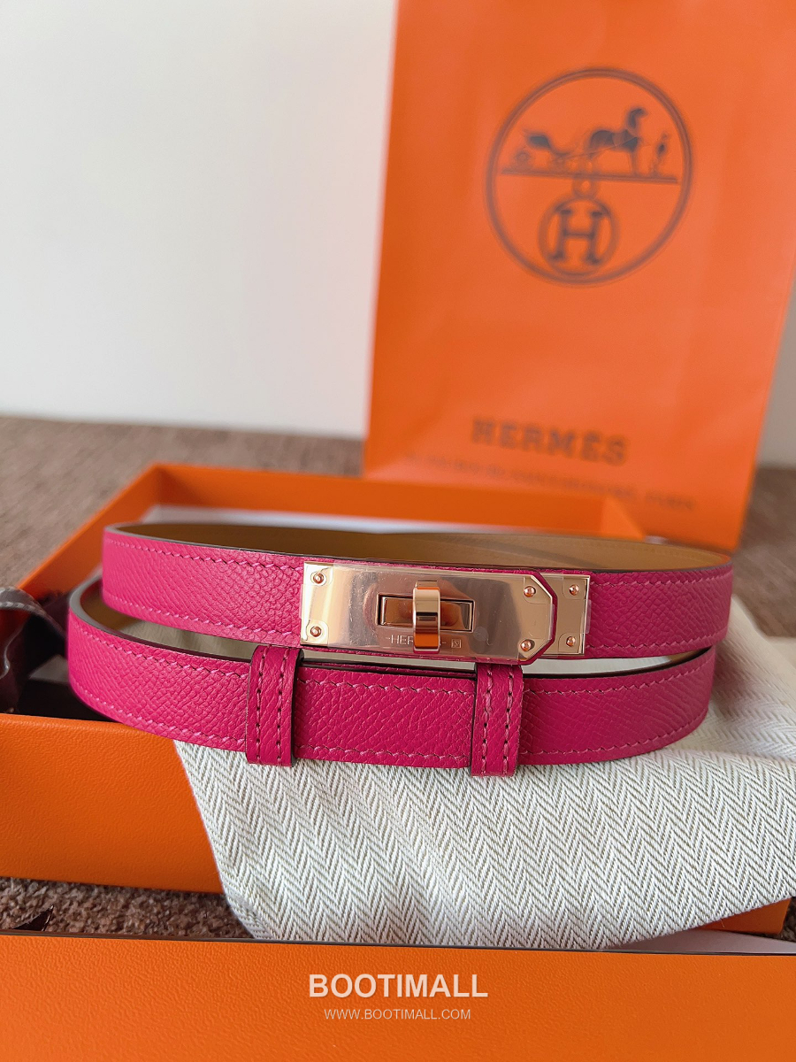 HERMÈS Kelly 18 Reversible Epsom 에르메스 켈리 18 리버서블 엡송 카프스킨 벨트 핫핑크 1.8cm 4