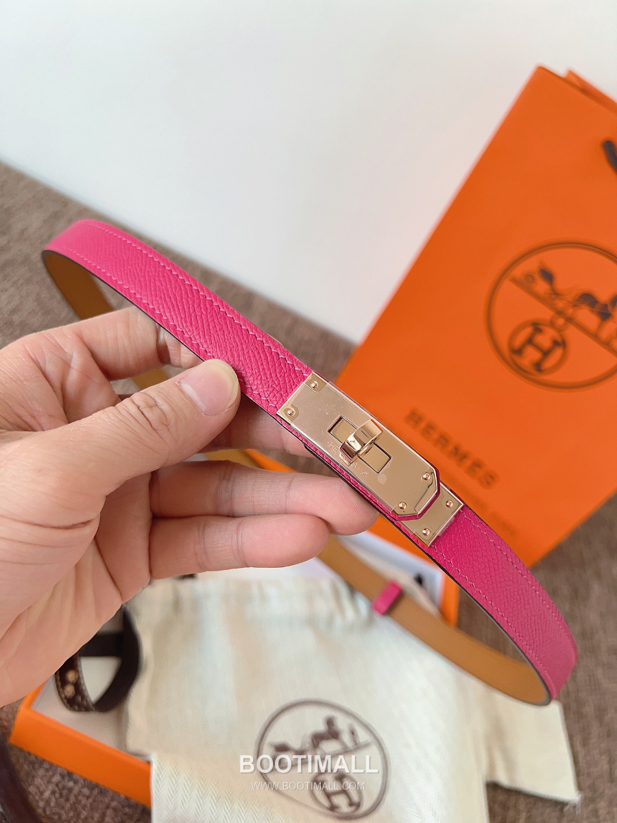 HERMÈS Kelly 18 Reversible Epsom 에르메스 켈리 18 리버서블 엡송 카프스킨 벨트 핫핑크 1.8cm 5
