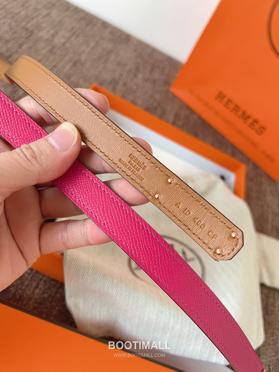 HERMÈS Kelly 18 Reversible Epsom 에르메스 켈리 18 리버서블 엡송 카프스킨 벨트 핫핑크 1.8cm 6