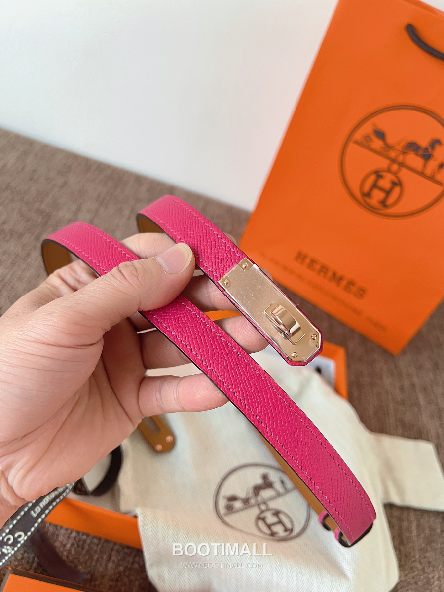 HERMÈS Kelly 18 Reversible Epsom 에르메스 켈리 18 리버서블 엡송 카프스킨 벨트 핫핑크 1.8cm 7