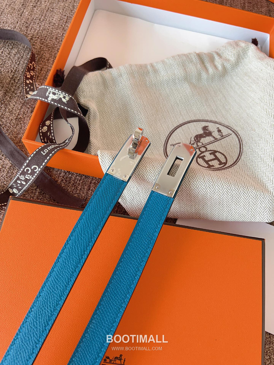 HERMÈS Kelly 18 Reversible Epsom 에르메스 켈리 18 리버서블 엡송 카프스킨 벨트 코발트 1.8cm 1