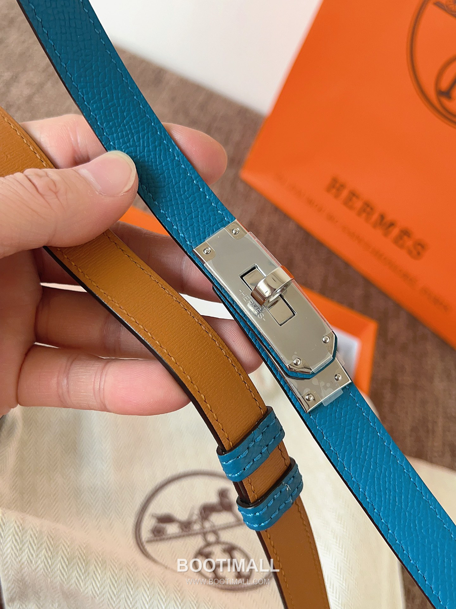 HERMÈS Kelly 18 Reversible Epsom 에르메스 켈리 18 리버서블 엡송 카프스킨 벨트 코발트 1.8cm 9