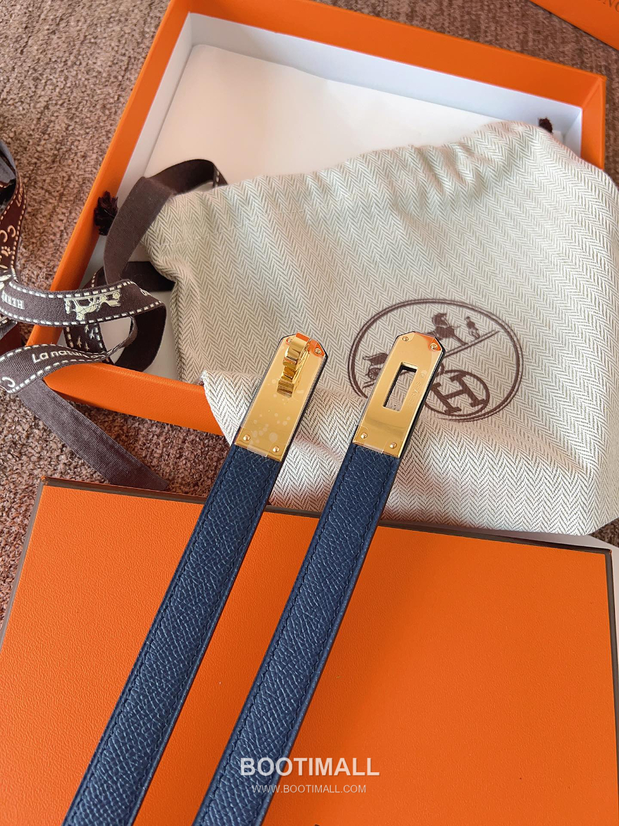 HERMÈS Kelly 18 Reversible Epsom 에르메스 켈리 18 리버서블 엡송 카프스킨 벨트 네이비 1.8cm 3