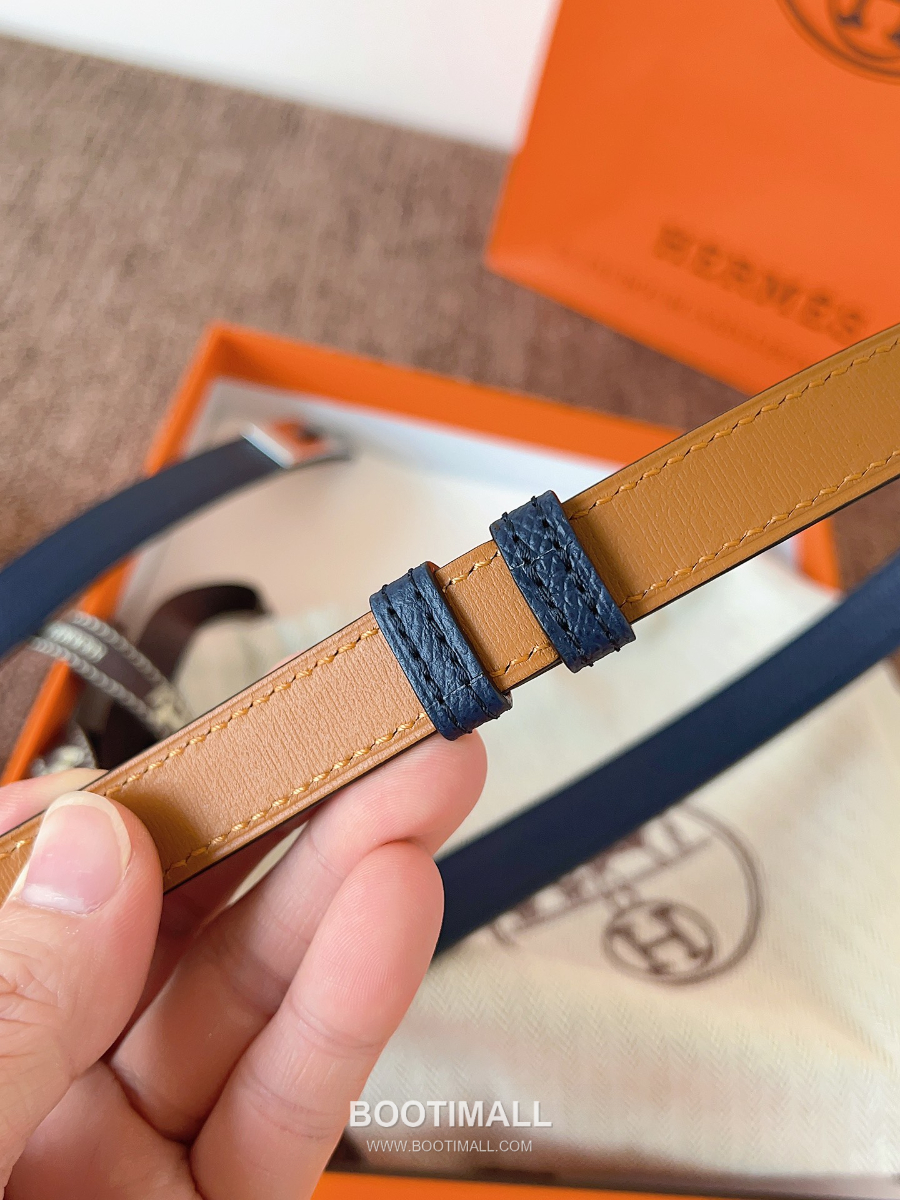HERMÈS Kelly 18 Reversible Epsom 에르메스 켈리 18 리버서블 엡송 카프스킨 벨트 네이비 1.8cm 5