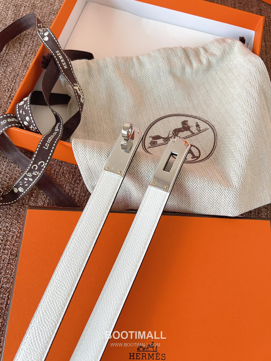 HERMÈS Kelly 18 Reversible Epsom 에르메스 켈리 18 리버서블 엡송 카프스킨 벨트 화이트 1.8cm 1