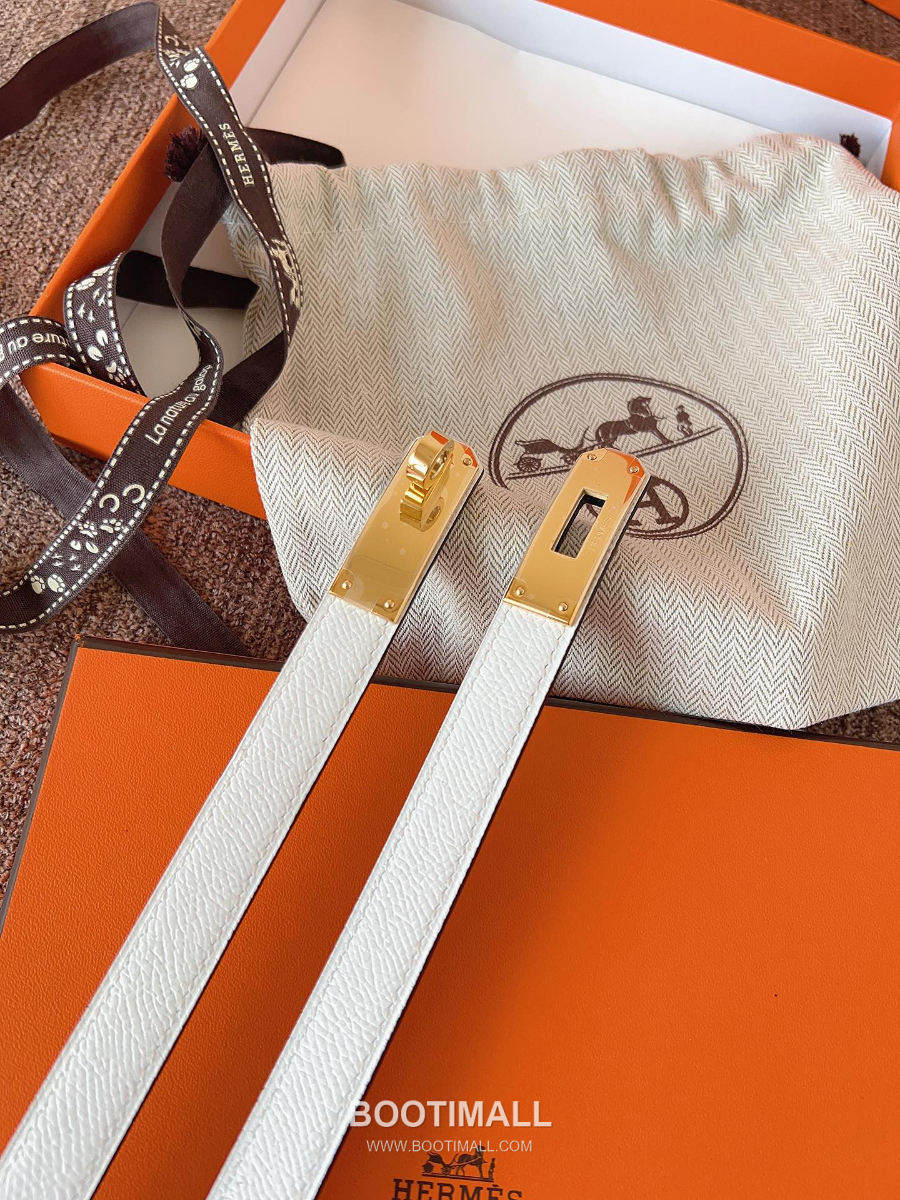 HERMÈS Kelly 18 Reversible Epsom 에르메스 켈리 18 리버서블 엡송 카프스킨 벨트 화이트 1.8cm 2