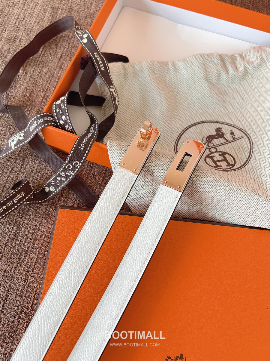HERMÈS Kelly 18 Reversible Epsom 에르메스 켈리 18 리버서블 엡송 카프스킨 벨트 화이트 1.8cm 3