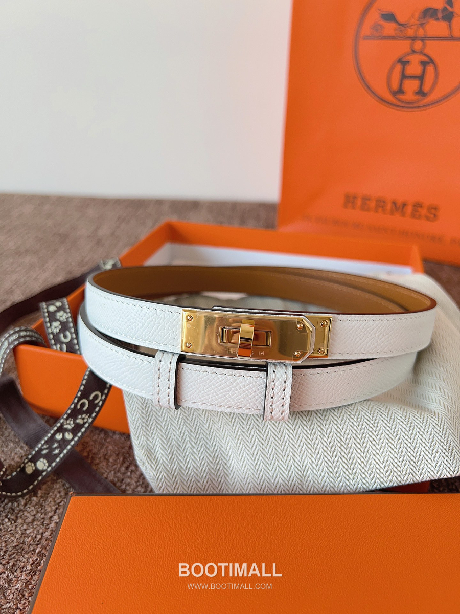 HERMÈS Kelly 18 Reversible Epsom 에르메스 켈리 18 리버서블 엡송 카프스킨 벨트 화이트 1.8cm 4