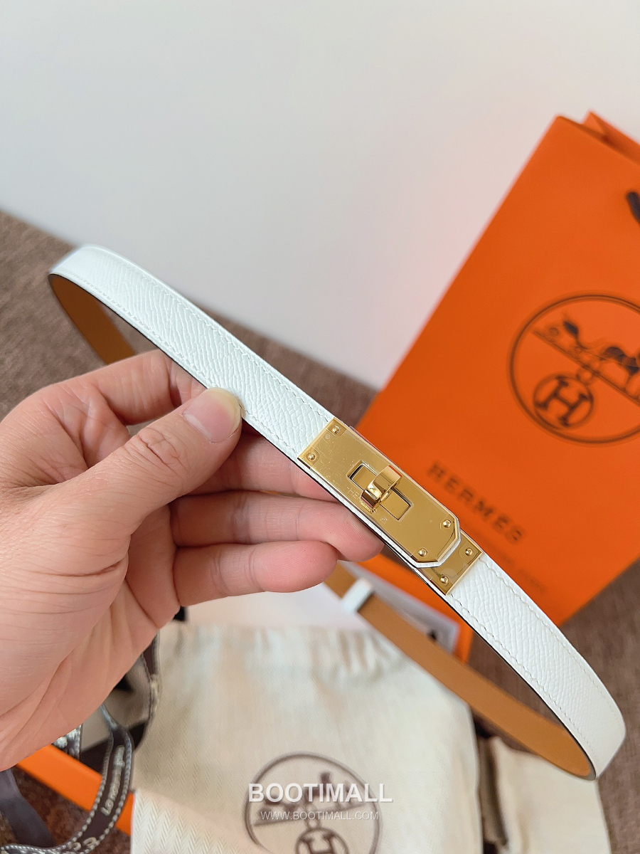 HERMÈS Kelly 18 Reversible Epsom 에르메스 켈리 18 리버서블 엡송 카프스킨 벨트 화이트 1.8cm 5