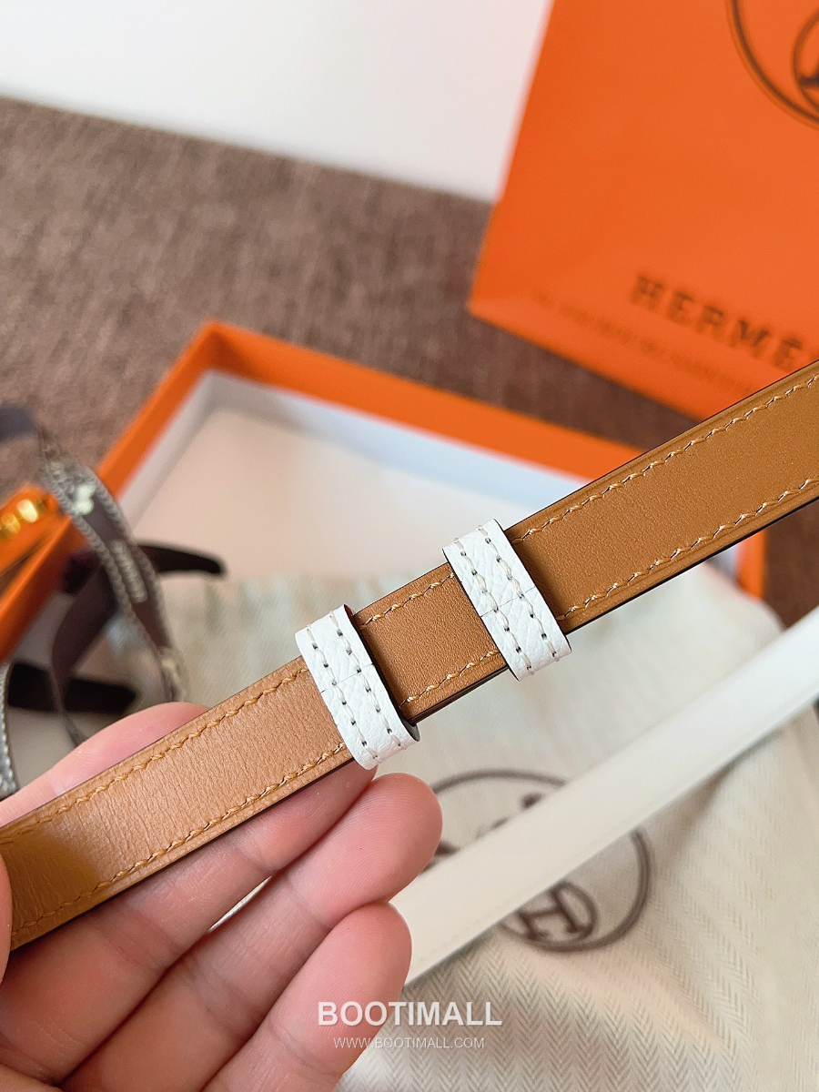 HERMÈS Kelly 18 Reversible Epsom 에르메스 켈리 18 리버서블 엡송 카프스킨 벨트 화이트 1.8cm 7