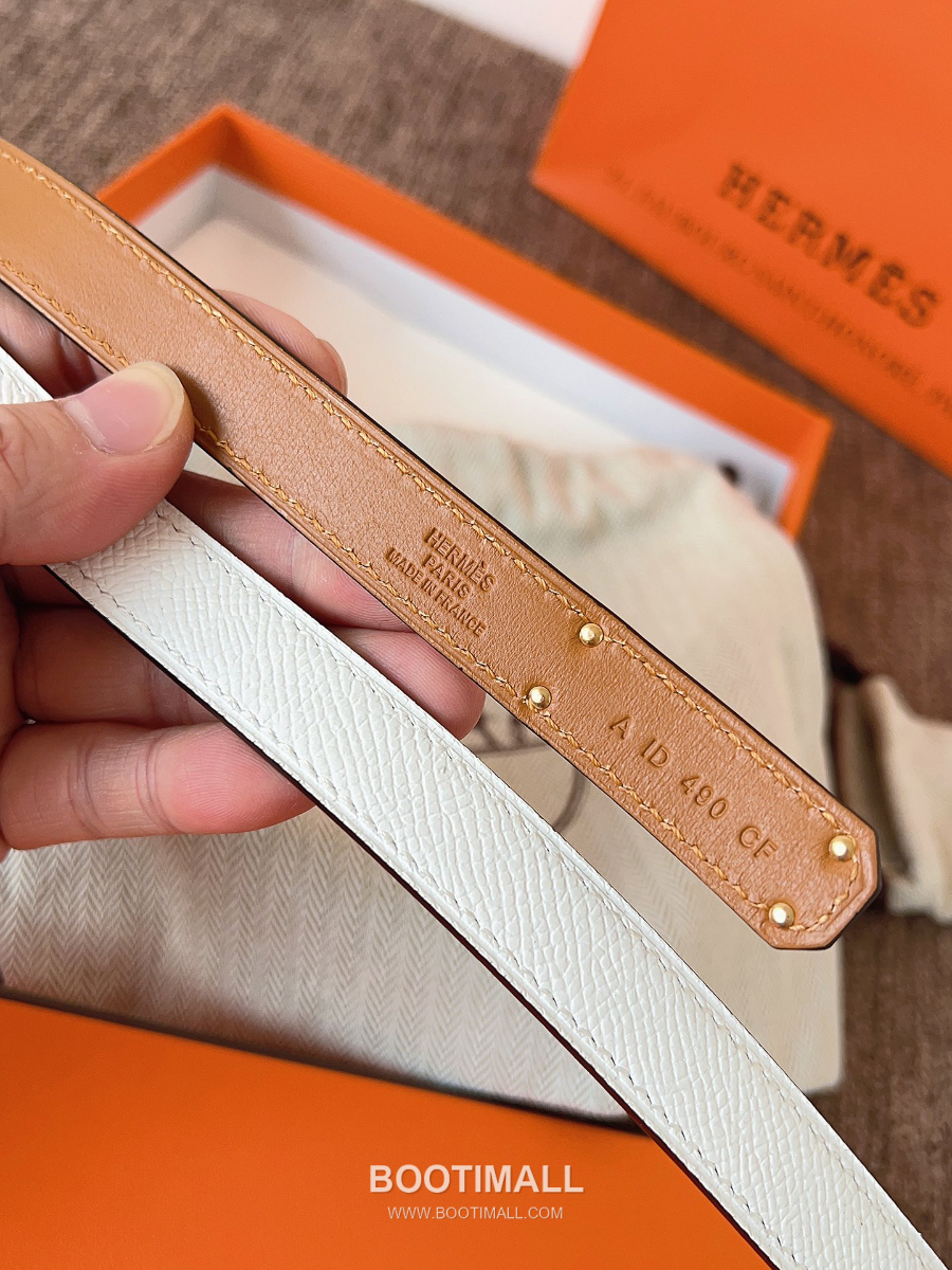 HERMÈS Kelly 18 Reversible Epsom 에르메스 켈리 18 리버서블 엡송 카프스킨 벨트 화이트 1.8cm 9