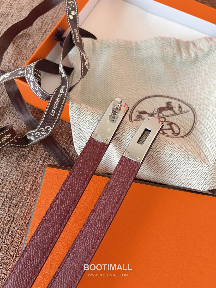 HERMÈS Kelly 18 Reversible Epsom 에르메스 켈리 18 리버서블 엡송 카프스킨 벨트 버건디 1.8cm 1