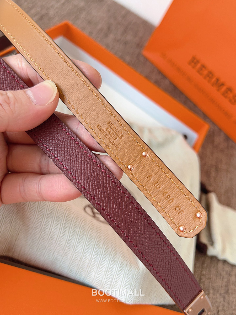 HERMÈS Kelly 18 Reversible Epsom 에르메스 켈리 18 리버서블 엡송 카프스킨 벨트 버건디 1.8cm 7