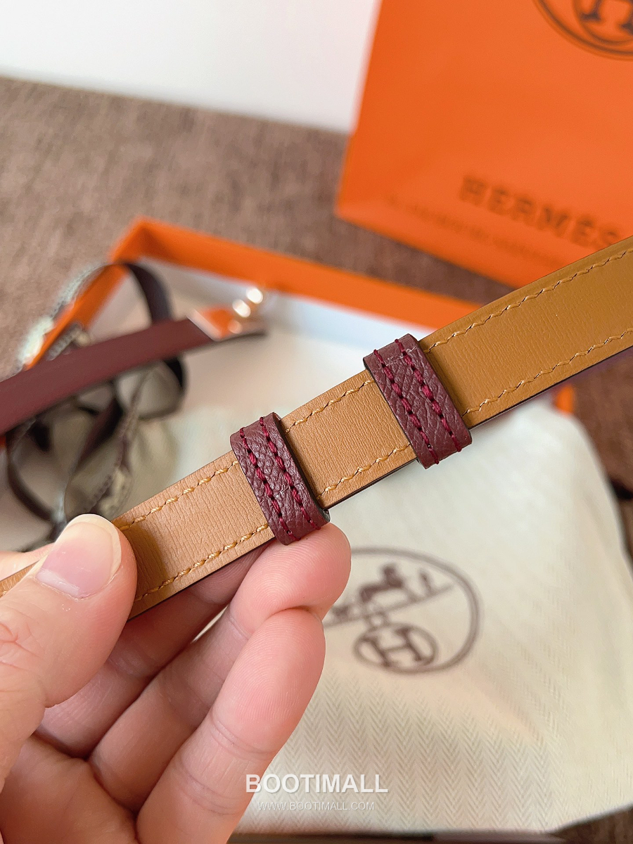 HERMÈS Kelly 18 Reversible Epsom 에르메스 켈리 18 리버서블 엡송 카프스킨 벨트 버건디 1.8cm 9