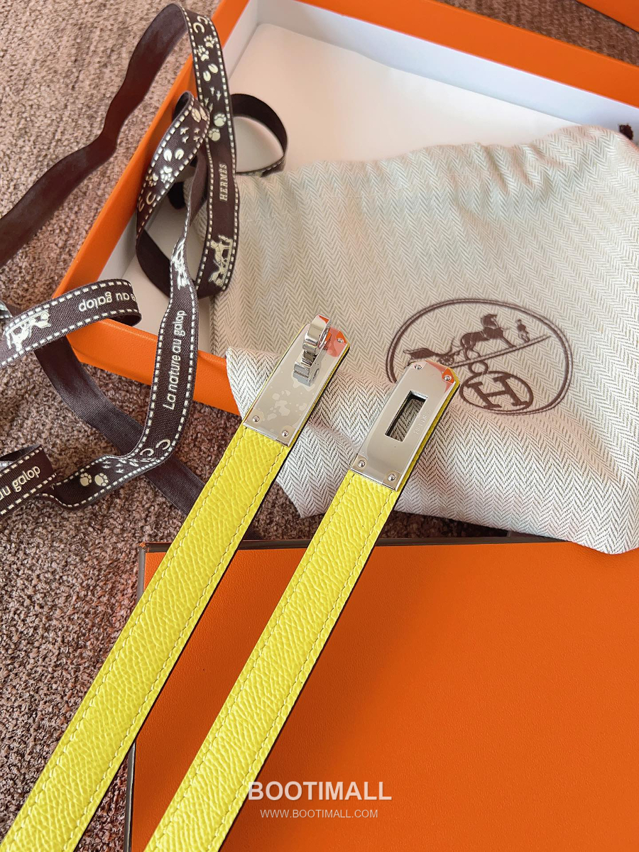 HERMÈS Kelly 18 Reversible Epsom 에르메스 켈리 18 리버서블 엡송 카프스킨 벨트 라임 1.8cm 1