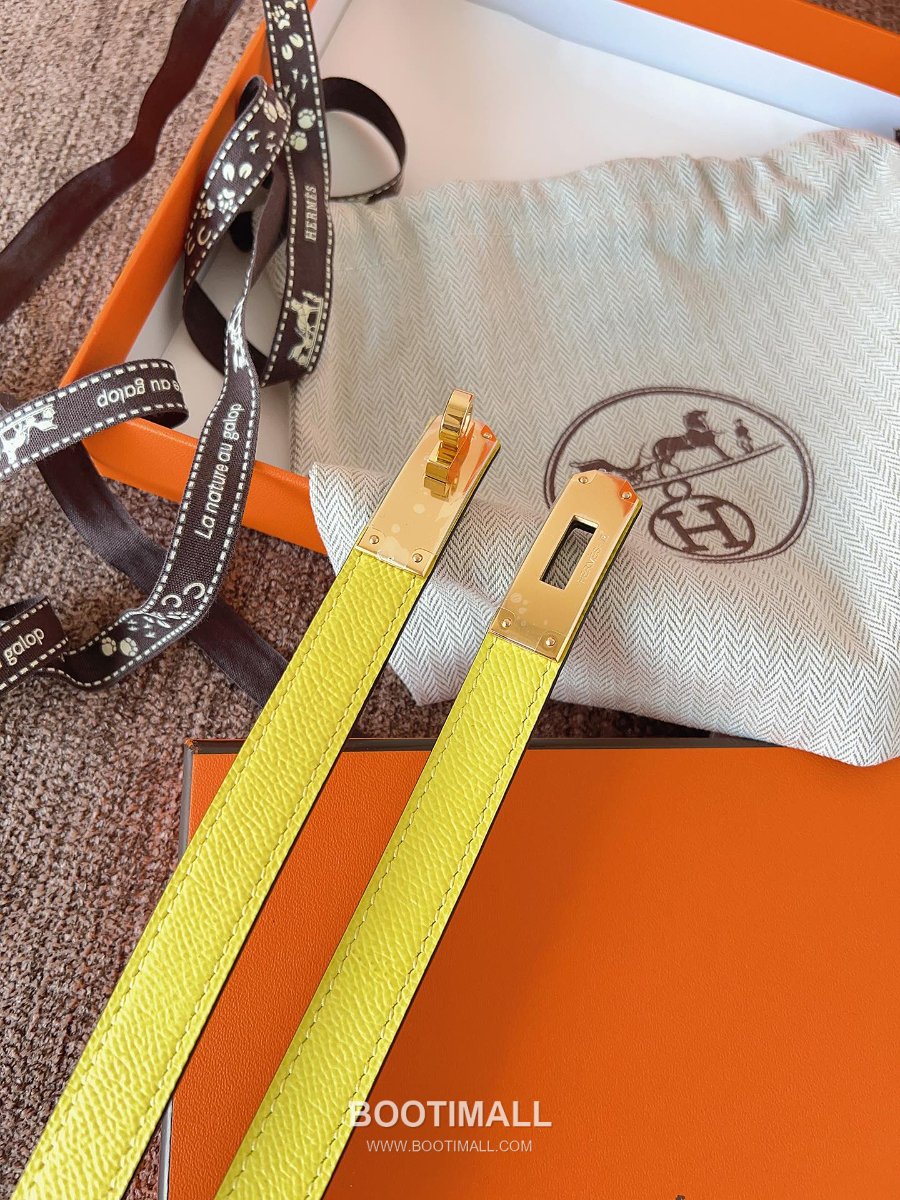 HERMÈS Kelly 18 Reversible Epsom 에르메스 켈리 18 리버서블 엡송 카프스킨 벨트 라임 1.8cm 2