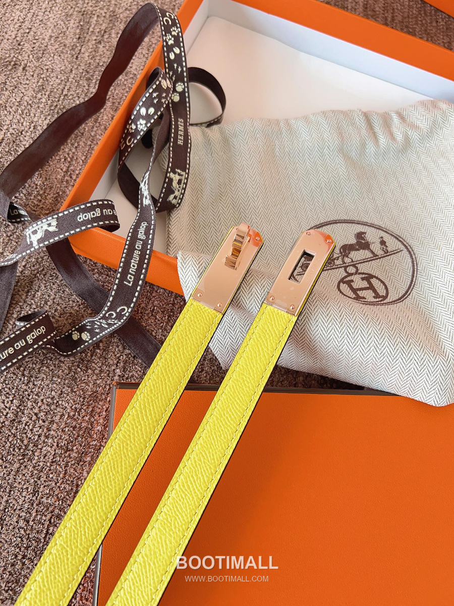 HERMÈS Kelly 18 Reversible Epsom 에르메스 켈리 18 리버서블 엡송 카프스킨 벨트 라임 1.8cm 3