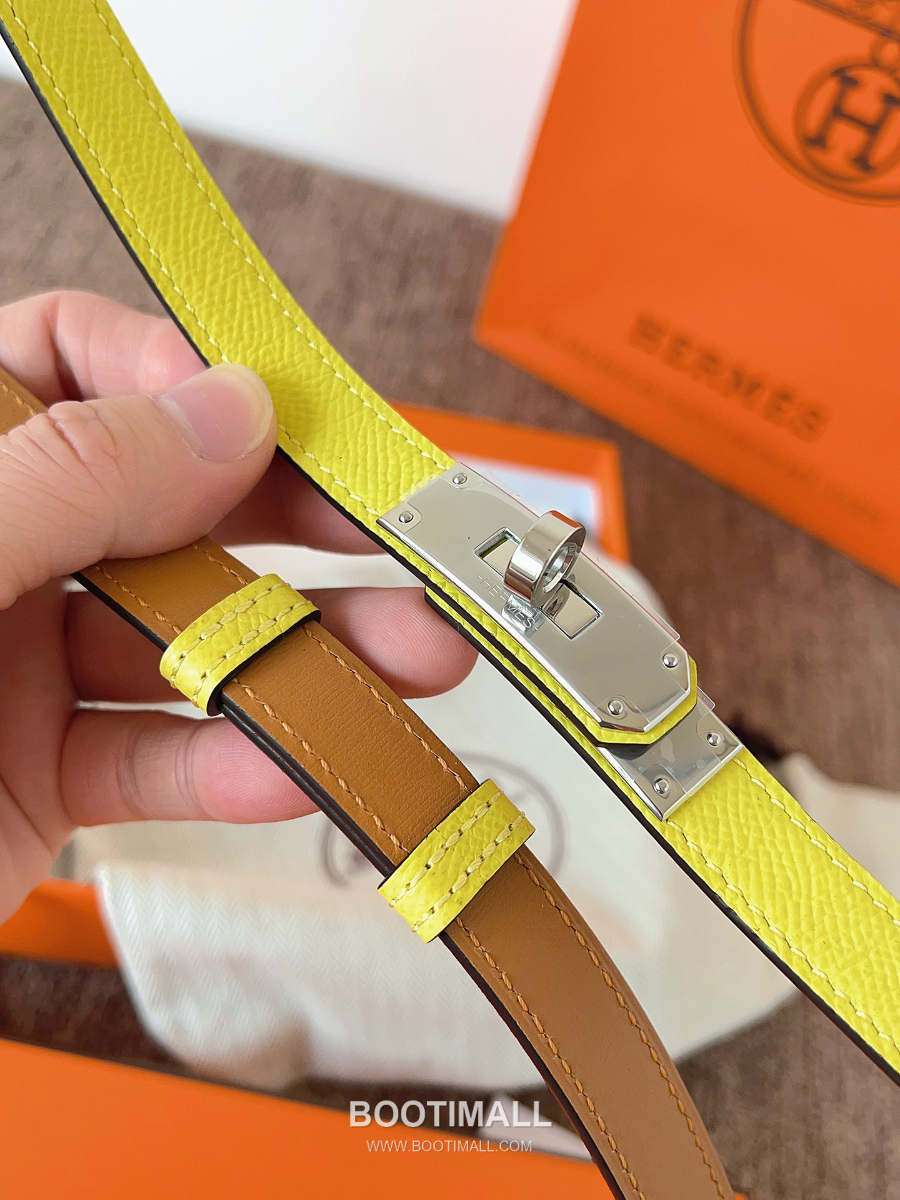 HERMÈS Kelly 18 Reversible Epsom 에르메스 켈리 18 리버서블 엡송 카프스킨 벨트 라임 1.8cm 5