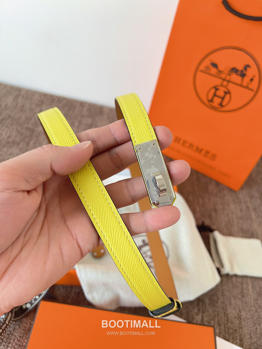 HERMÈS Kelly 18 Reversible Epsom 에르메스 켈리 18 리버서블 엡송 카프스킨 벨트 라임 1.8cm 6