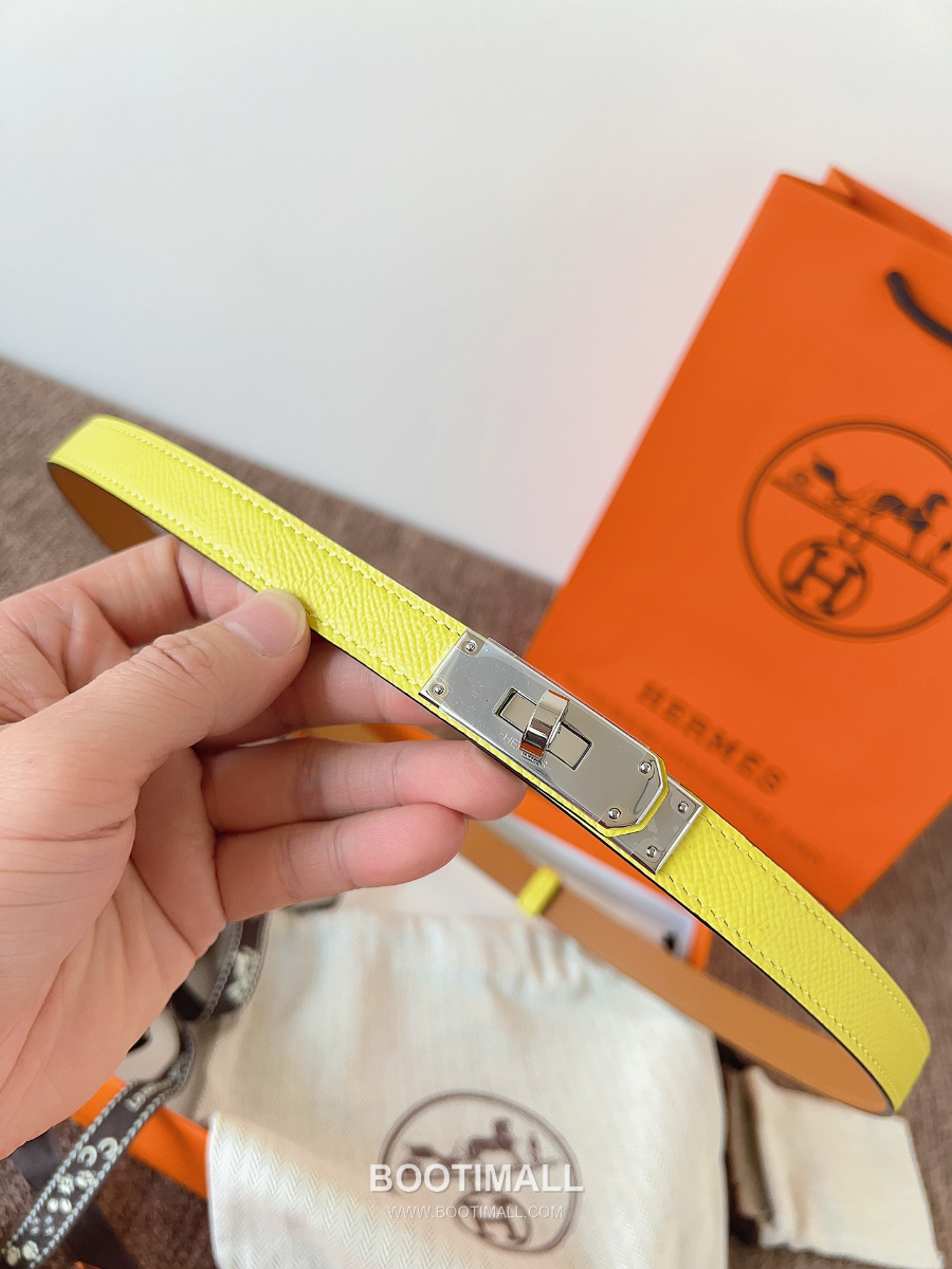 HERMÈS Kelly 18 Reversible Epsom 에르메스 켈리 18 리버서블 엡송 카프스킨 벨트 라임 1.8cm 7