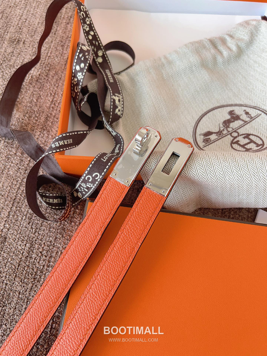 HERMÈS Kelly 18 Reversible Epsom 에르메스 켈리 18 리버서블 엡송 카프스킨 벨트 오렌지 1.8cm 1