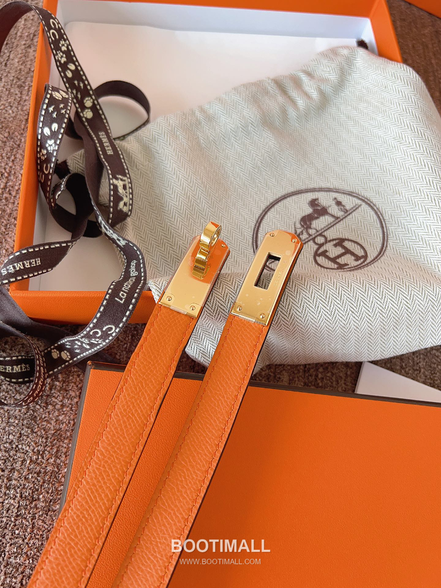 HERMÈS Kelly 18 Reversible Epsom 에르메스 켈리 18 리버서블 엡송 카프스킨 벨트 오렌지 1.8cm 2
