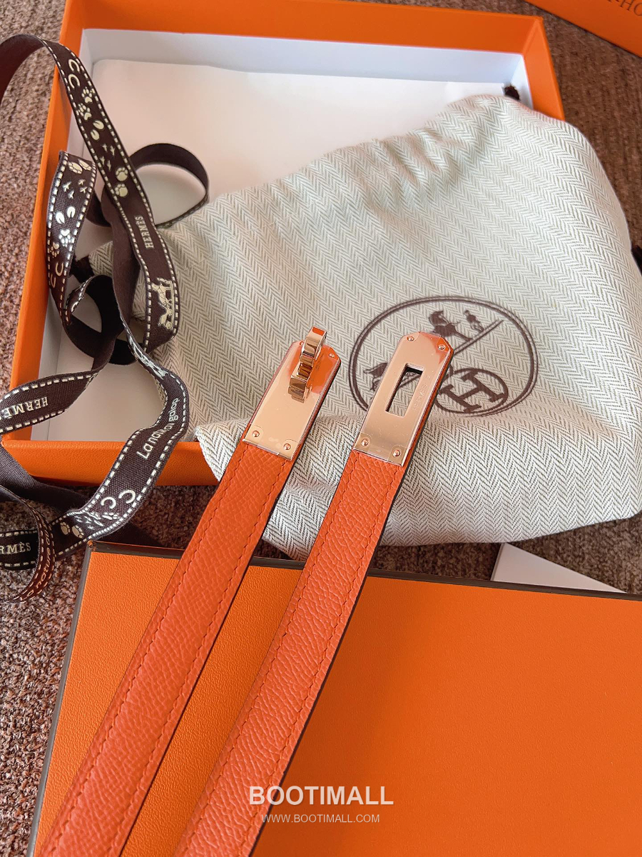 HERMÈS Kelly 18 Reversible Epsom 에르메스 켈리 18 리버서블 엡송 카프스킨 벨트 오렌지 1.8cm 3