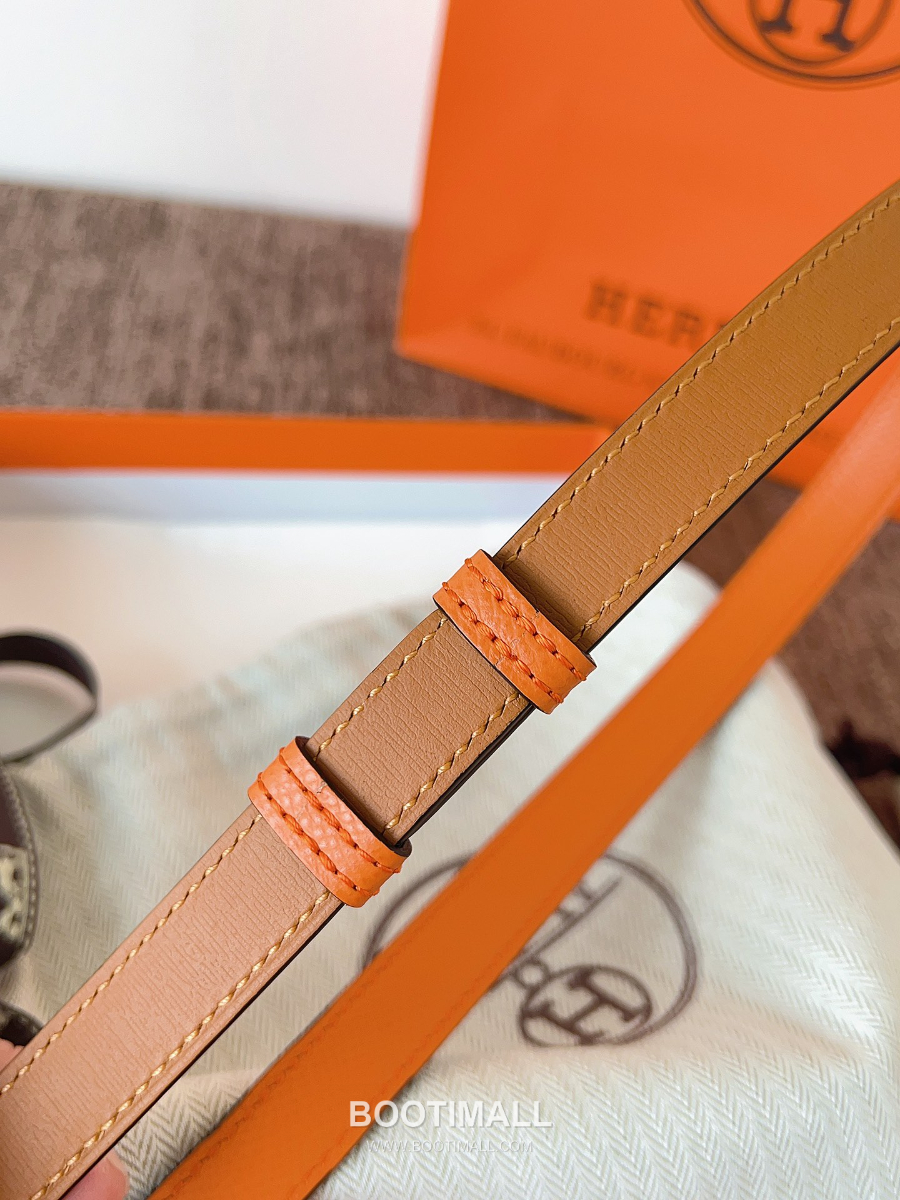 HERMÈS Kelly 18 Reversible Epsom 에르메스 켈리 18 리버서블 엡송 카프스킨 벨트 오렌지 1.8cm 5