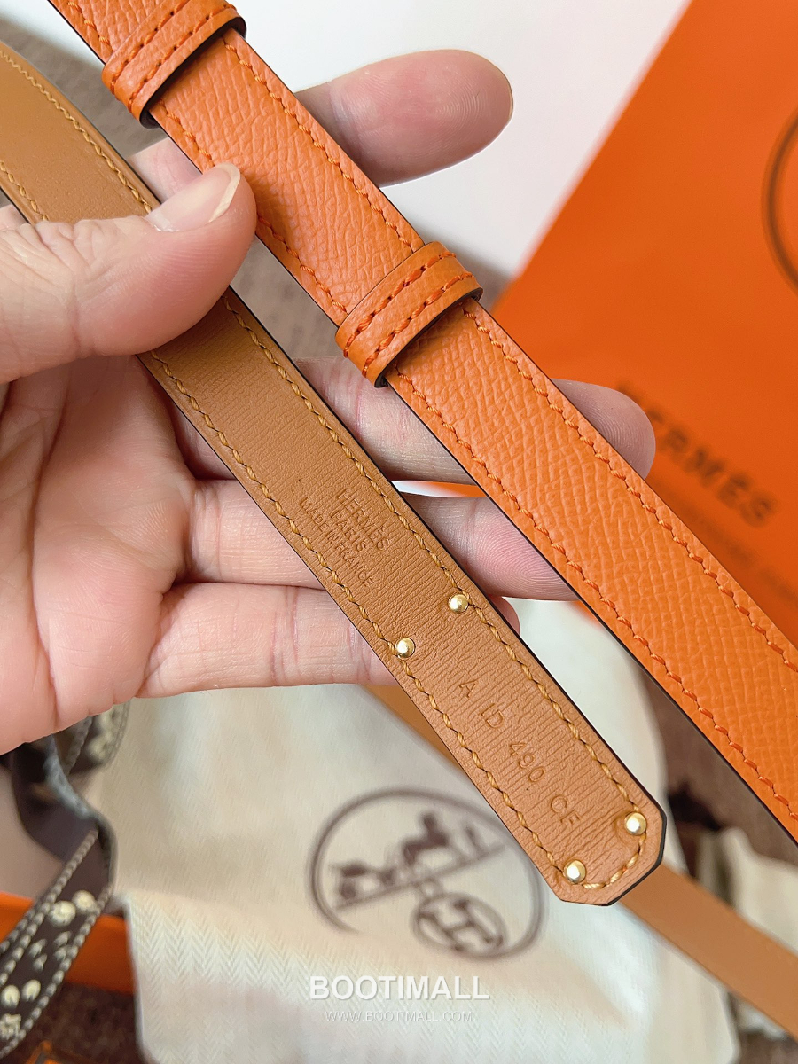 HERMÈS Kelly 18 Reversible Epsom 에르메스 켈리 18 리버서블 엡송 카프스킨 벨트 오렌지 1.8cm 8