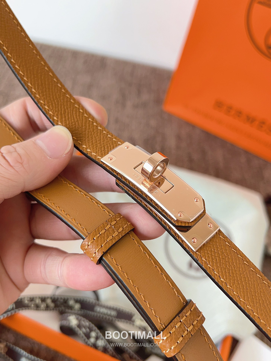 HERMÈS Kelly 18 Reversible Epsom 에르메스 켈리 18 리버서블 엡송 카프스킨 벨트 브라운 1.8cm 5