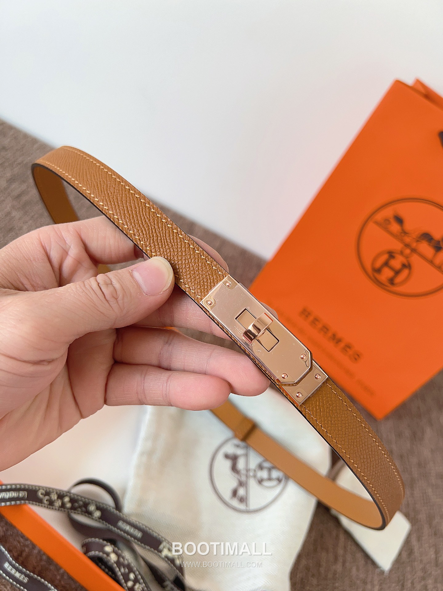 HERMÈS Kelly 18 Reversible Epsom 에르메스 켈리 18 리버서블 엡송 카프스킨 벨트 브라운 1.8cm 9