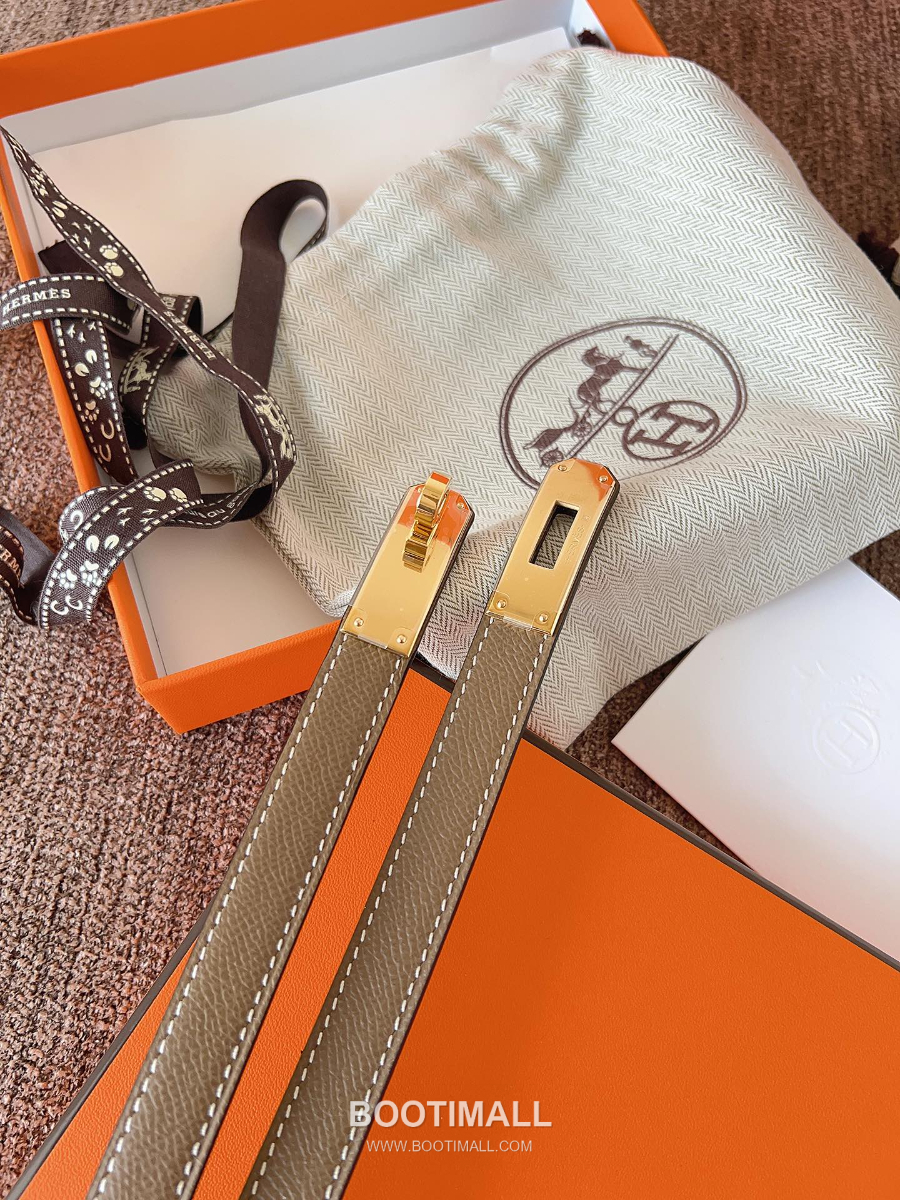HERMÈS Kelly 18 Reversible Epsom 에르메스 켈리 18 리버서블 엡송 카프스킨 벨트 카키브라운 1.8cm 1