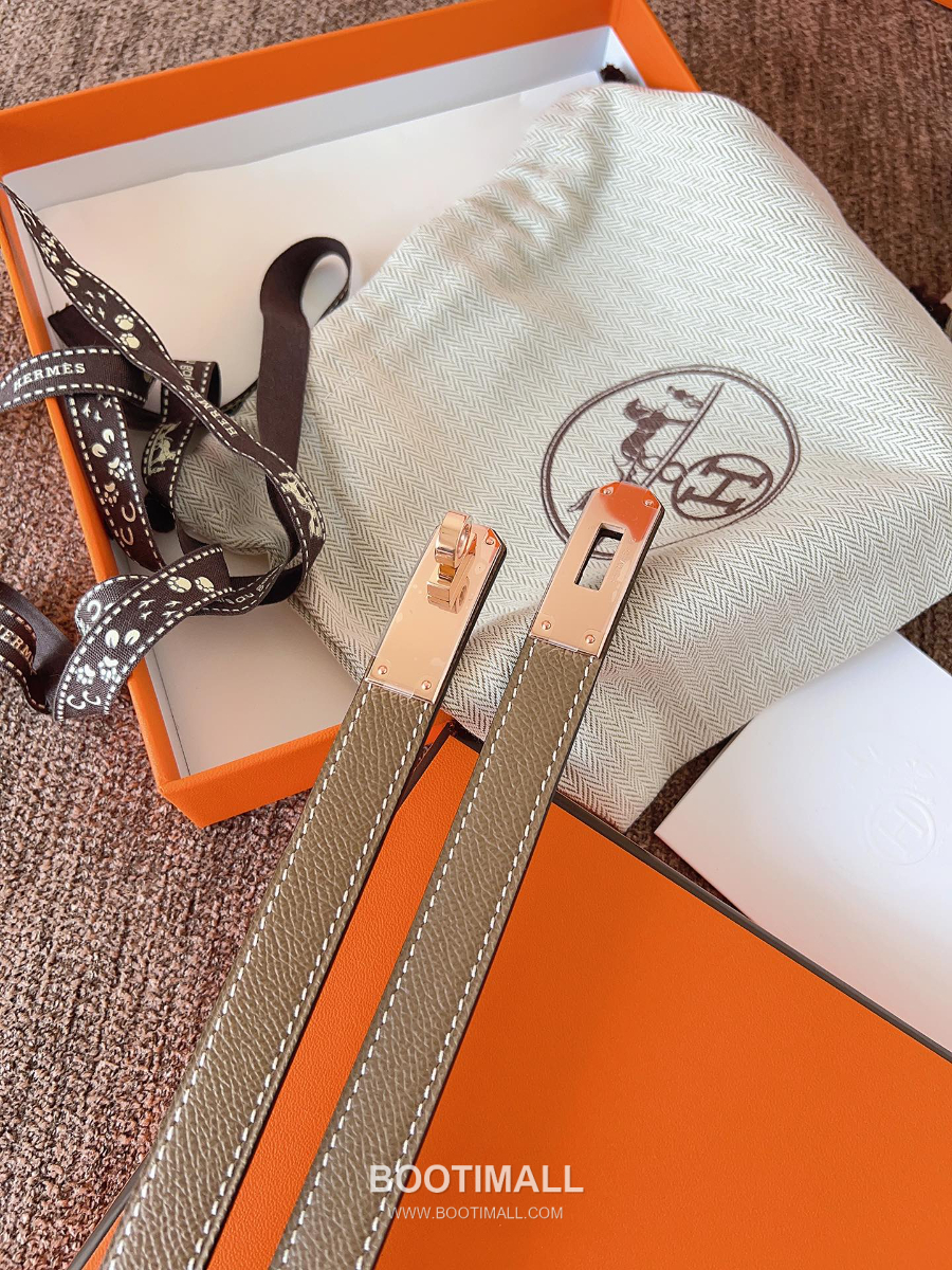 HERMÈS Kelly 18 Reversible Epsom 에르메스 켈리 18 리버서블 엡송 카프스킨 벨트 카키브라운 1.8cm 2