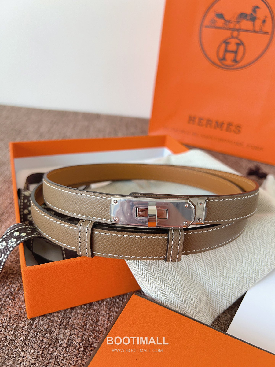 HERMÈS Kelly 18 Reversible Epsom 에르메스 켈리 18 리버서블 엡송 카프스킨 벨트 카키브라운 1.8cm 3