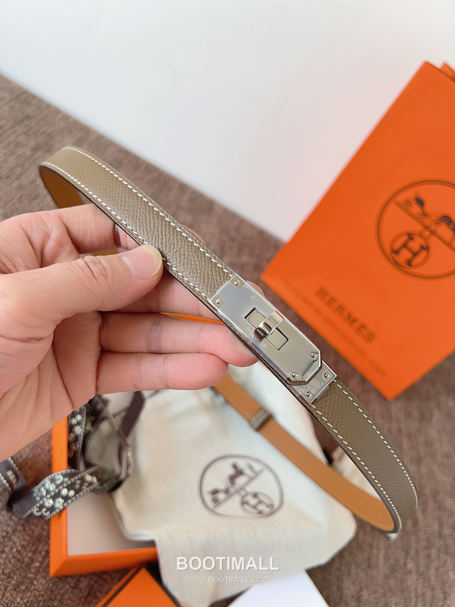 HERMÈS Kelly 18 Reversible Epsom 에르메스 켈리 18 리버서블 엡송 카프스킨 벨트 카키브라운 1.8cm 5
