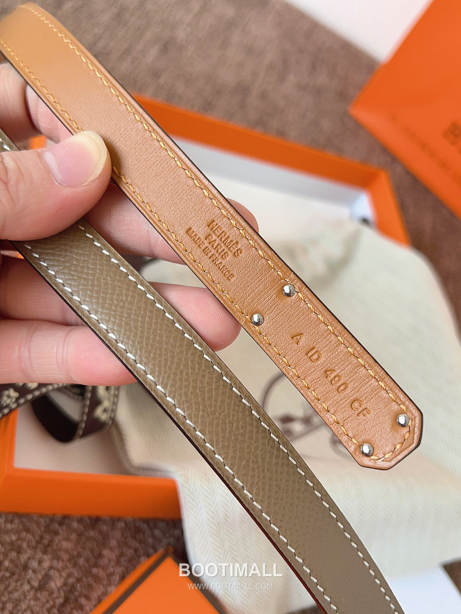 HERMÈS Kelly 18 Reversible Epsom 에르메스 켈리 18 리버서블 엡송 카프스킨 벨트 카키브라운 1.8cm 6