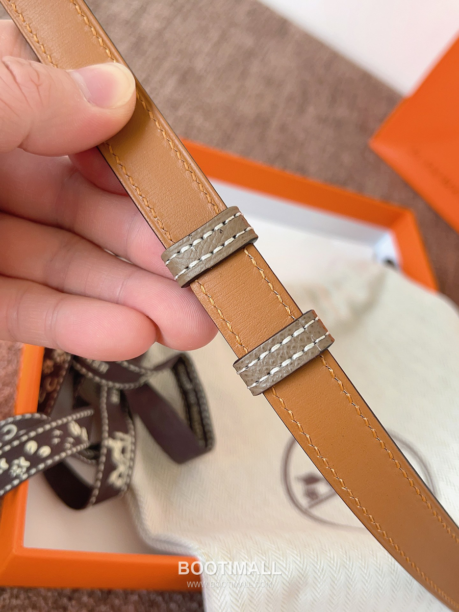 HERMÈS Kelly 18 Reversible Epsom 에르메스 켈리 18 리버서블 엡송 카프스킨 벨트 카키브라운 1.8cm 7