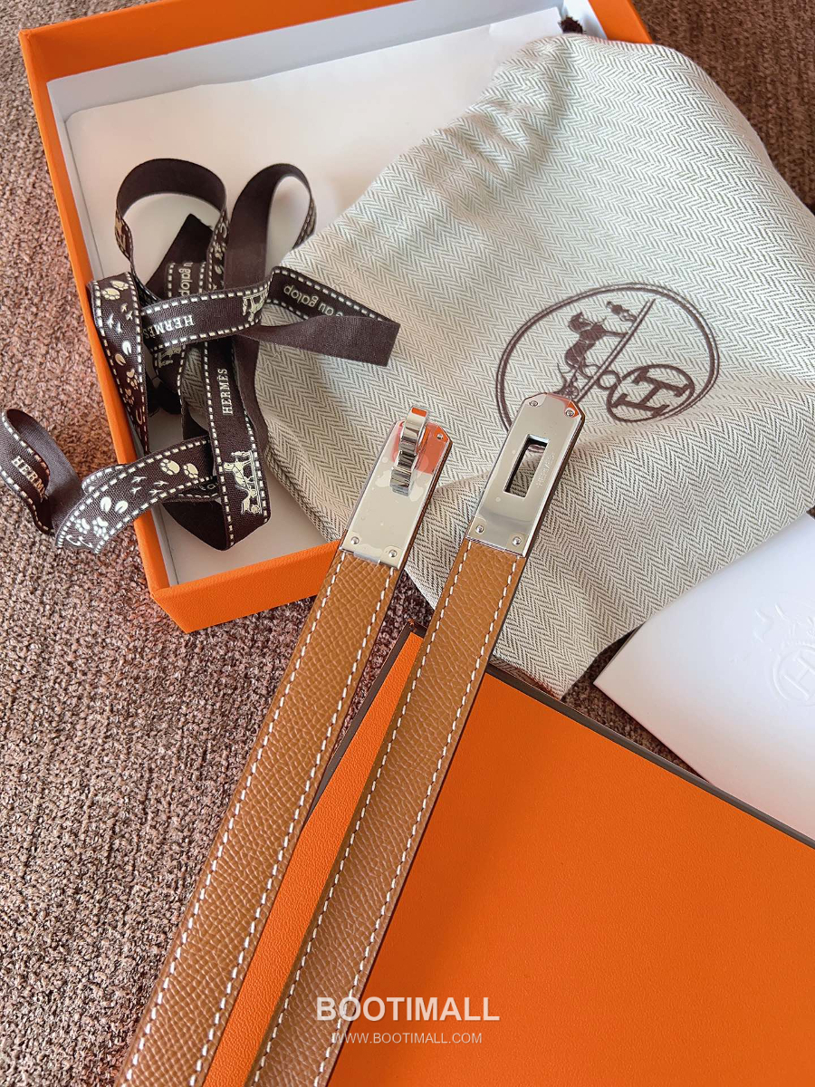HERMÈS Kelly 18 Reversible Epsom 에르메스 켈리 18 리버서블 엡송 카프스킨 벨트오렌지브라운 1.8cm 1